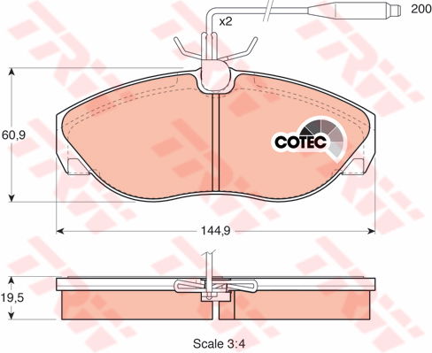 Kit de plaquettes de frein, frein à disque COTEC