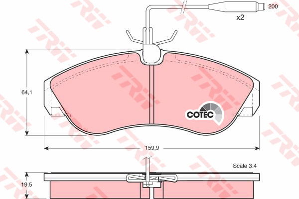 Kit de plaquettes de frein, frein à disque COTEC