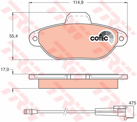 Kit de plaquettes de frein, frein à disque COTEC