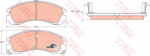 Kit de plaquettes de frein, frein à disque COTEC