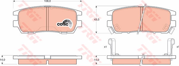 Kit de plaquettes de frein, frein à disque COTEC