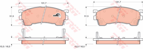 Kit de plaquettes de frein, frein à disque COTEC