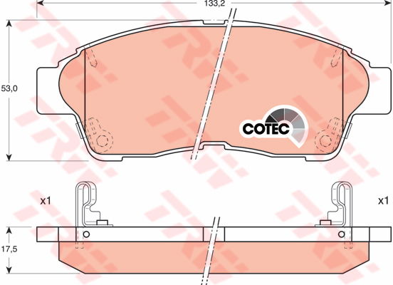 Kit de plaquettes de frein, frein à disque COTEC