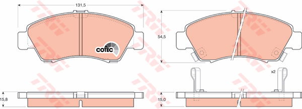 Kit de plaquettes de frein, frein à disque COTEC