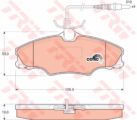 Kit de plaquettes de frein, frein à disque COTEC