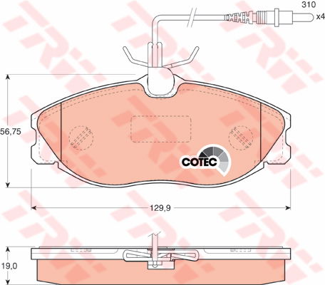 Kit de plaquettes de frein, frein à disque COTEC