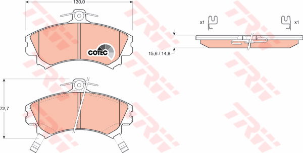 Kit de plaquettes de frein, frein à disque COTEC