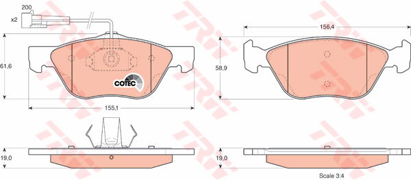 Kit de plaquettes de frein, frein à disque COTEC