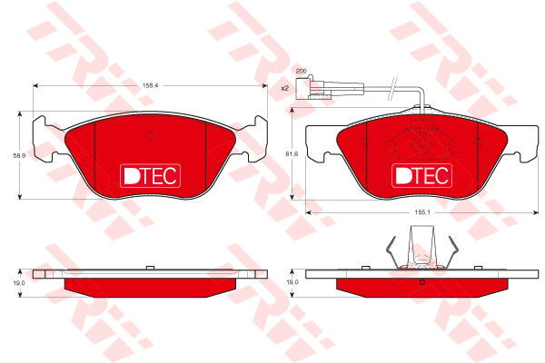 Kit de plaquettes de frein, frein à disque DTEC COTEC