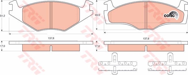 Kit de plaquettes de frein, frein à disque COTEC