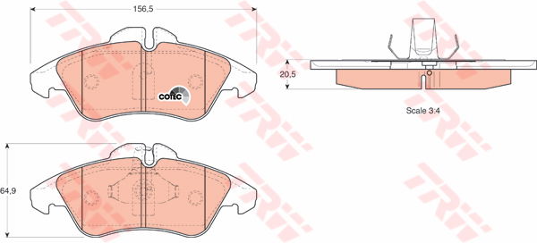 Kit de plaquettes de frein, frein à disque COTEC