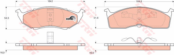 Kit de plaquettes de frein, frein à disque COTEC