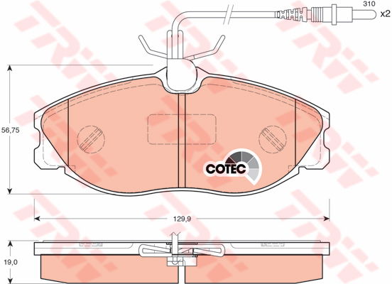 Kit de plaquettes de frein, frein à disque COTEC