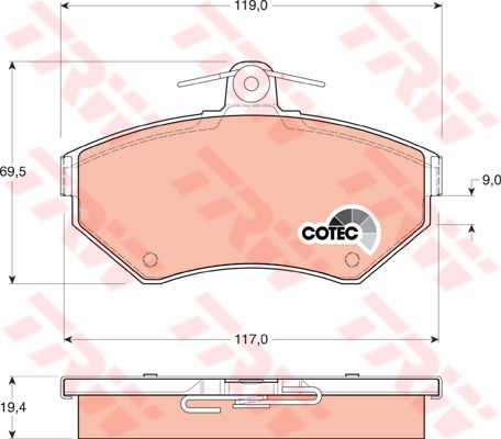 Kit de plaquettes de frein, frein à disque COTEC