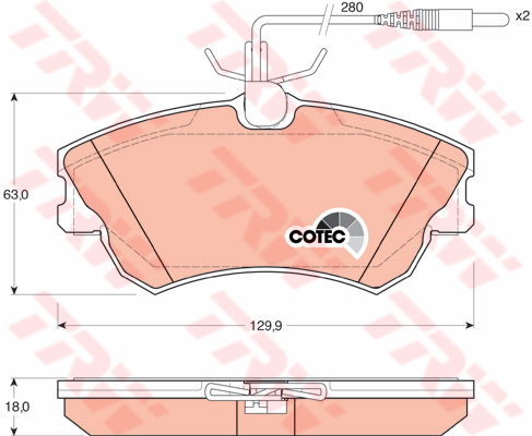 Kit de plaquettes de frein, frein à disque COTEC