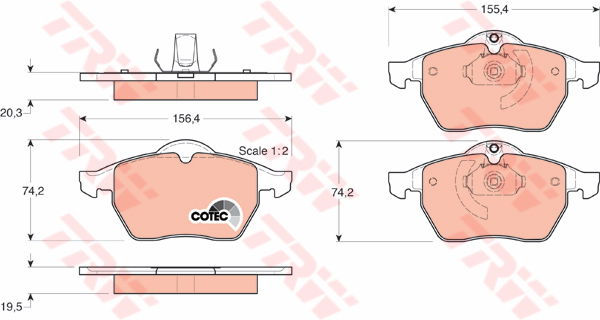 Kit de plaquettes de frein, frein à disque COTEC