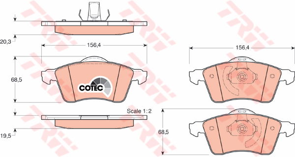 Kit de plaquettes de frein, frein à disque COTEC