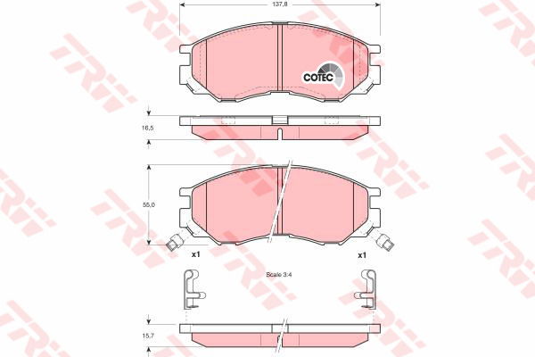 Kit de plaquettes de frein, frein à disque COTEC