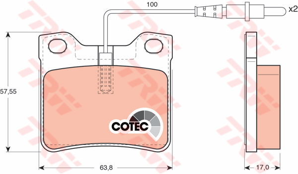 Kit de plaquettes de frein, frein à disque COTEC