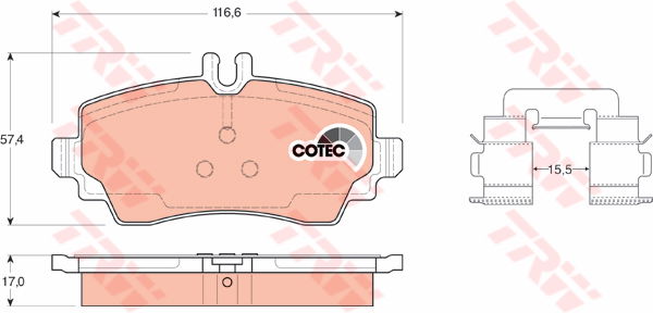 Kit de plaquettes de frein, frein à disque COTEC