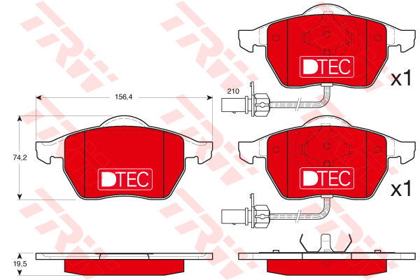 Kit de plaquettes de frein, frein à disque DTEC COTEC