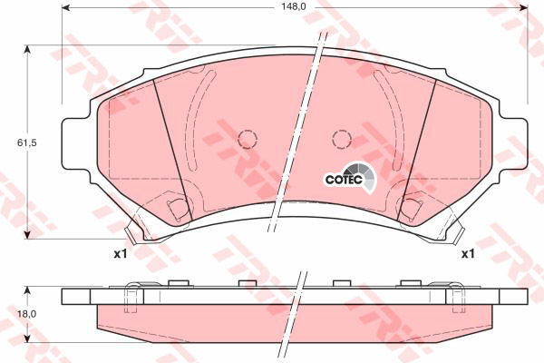 Kit de plaquettes de frein, frein à disque COTEC