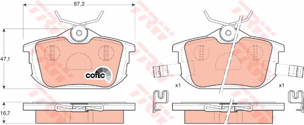 Kit de plaquettes de frein, frein à disque COTEC