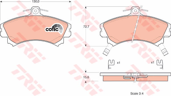 Kit de plaquettes de frein, frein à disque COTEC