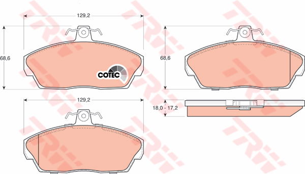 Kit de plaquettes de frein, frein à disque COTEC