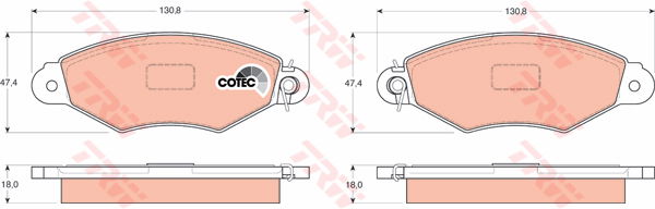 Kit de plaquettes de frein, frein à disque COTEC