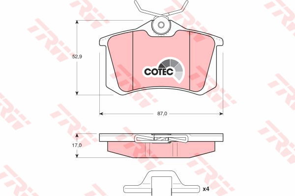 Kit de plaquettes de frein, frein à disque COTEC