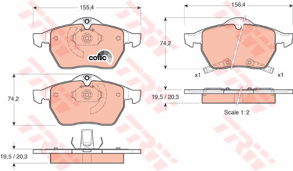 Kit de plaquettes de frein, frein à disque COTEC