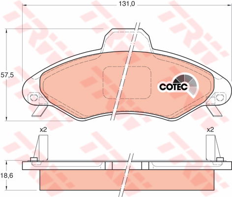 Kit de plaquettes de frein, frein à disque COTEC