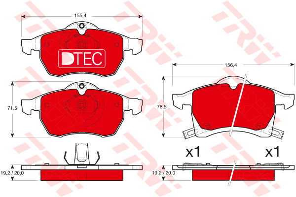 Kit de plaquettes de frein, frein à disque DTEC COTEC