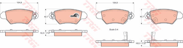 Kit de plaquettes de frein, frein à disque COTEC