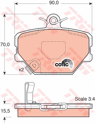 Kit de plaquettes de frein, frein à disque COTEC