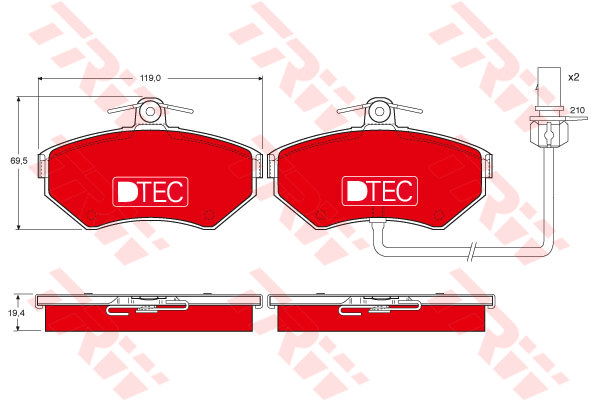 Kit de plaquettes de frein, frein à disque DTEC COTEC