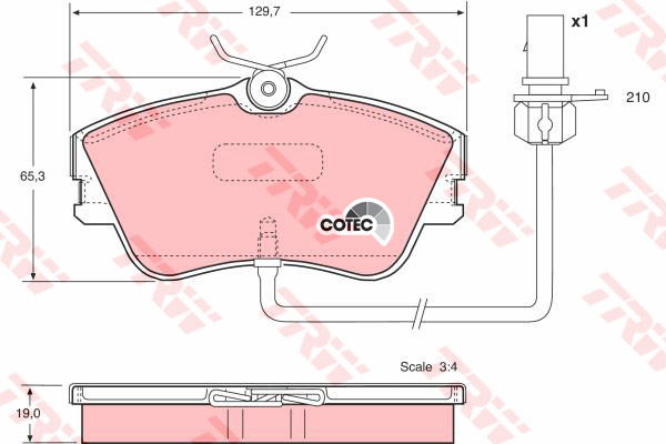 Kit de plaquettes de frein, frein à disque COTEC