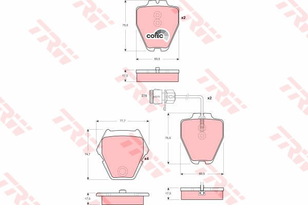 Kit de plaquettes de frein, frein à disque COTEC