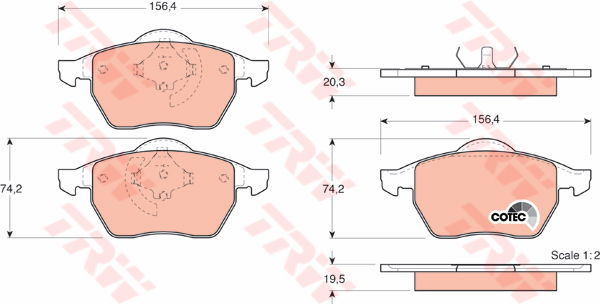 Kit de plaquettes de frein, frein à disque COTEC