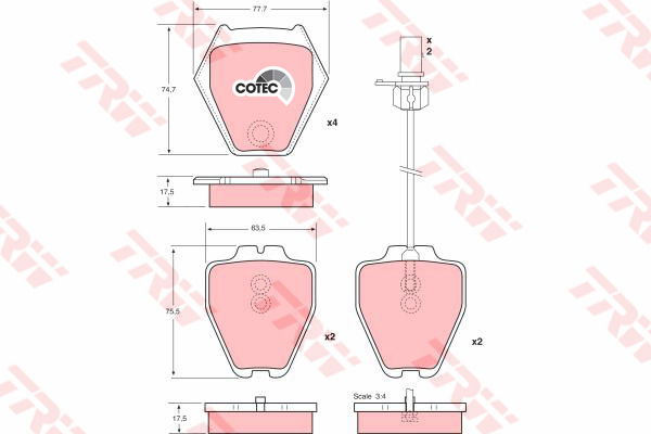 Kit de plaquettes de frein, frein à disque COTEC