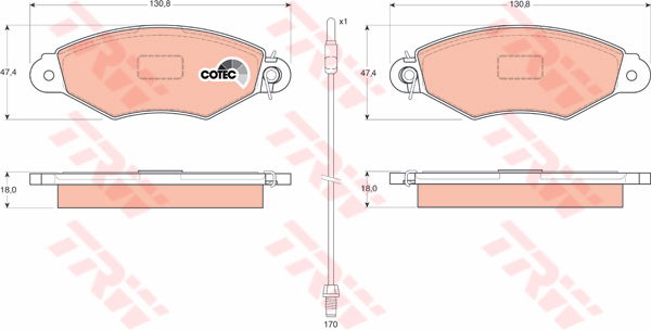 Kit de plaquettes de frein, frein à disque COTEC