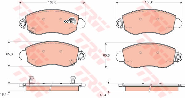 Kit de plaquettes de frein, frein à disque COTEC