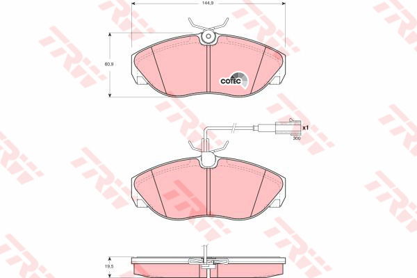 Kit de plaquettes de frein, frein à disque COTEC