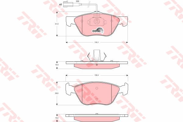 Kit de plaquettes de frein, frein à disque COTEC