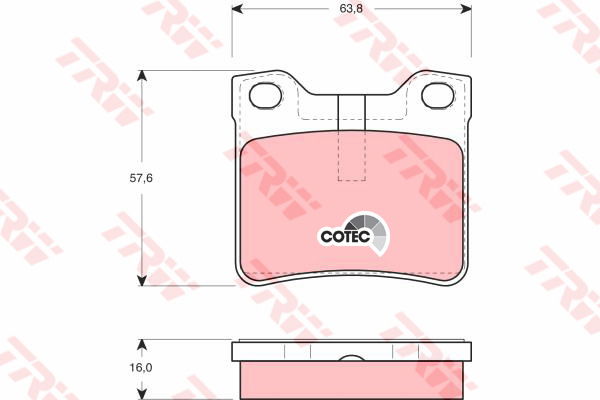 Kit de plaquettes de frein, frein à disque COTEC