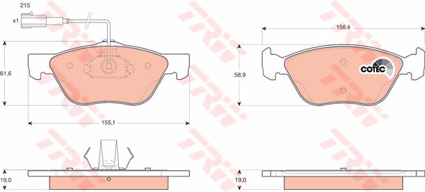 Kit de plaquettes de frein, frein à disque COTEC