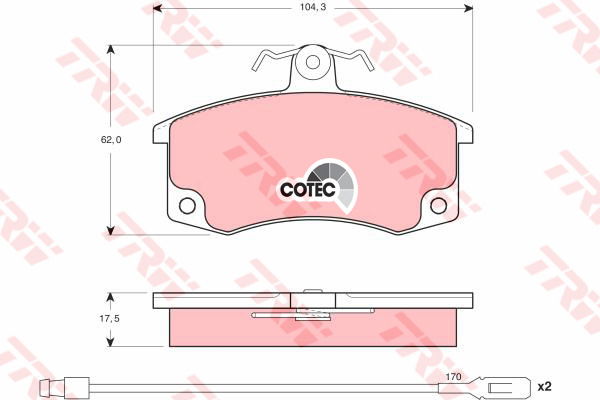 Kit de plaquettes de frein, frein à disque COTEC