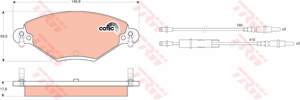 Kit de plaquettes de frein, frein à disque COTEC