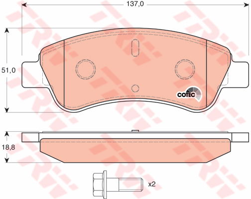 Kit de plaquettes de frein, frein à disque COTEC